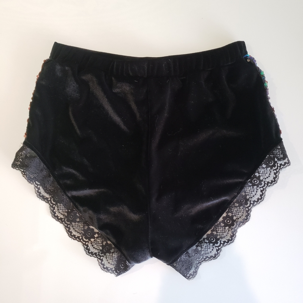 Shorts. Sequin black velvet Bottoms only - Picture 4 of 9